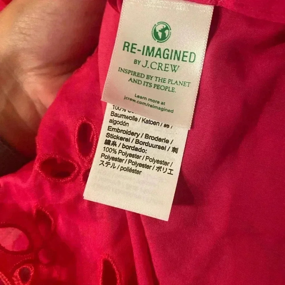 NWT J. Crew fully lined hot pink eyelet ruffled neck dress - Picture 13 of 16